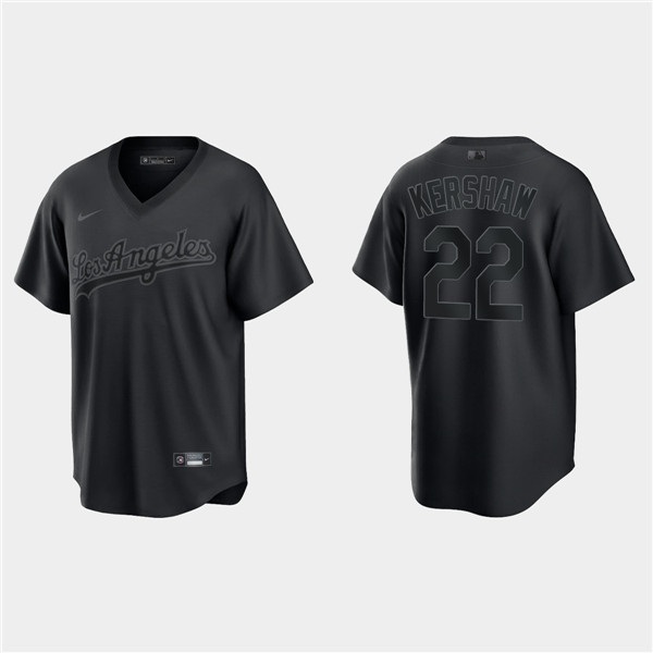 Men's Los Angeles Dodgers #22 Clayton Kershaw Black Pitch Black Fashion Replica Stitched Jersey Men's Los Angeles Dodgers #22 Clayton Kershaw Black Pitch Black Fashion Replica Stitched Jersey